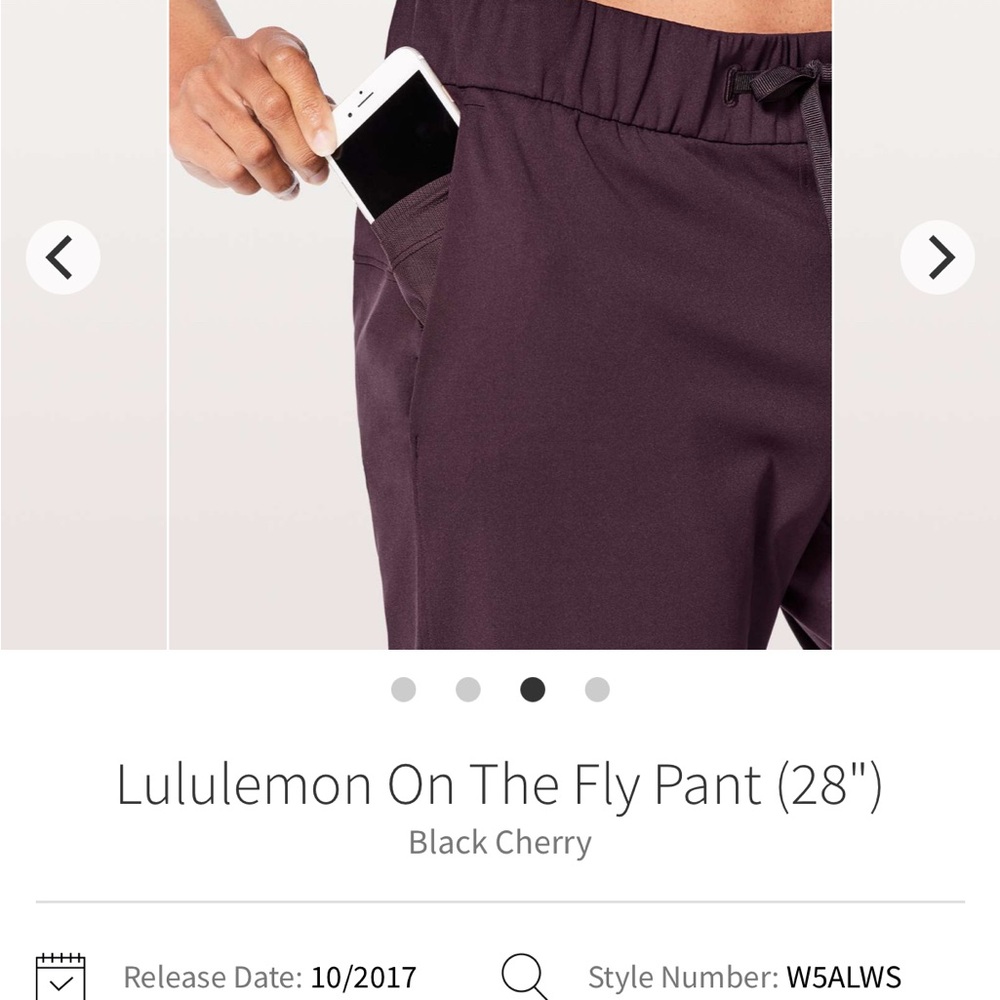 Lululemon Athletica On The Fly Pant - Black Cherry